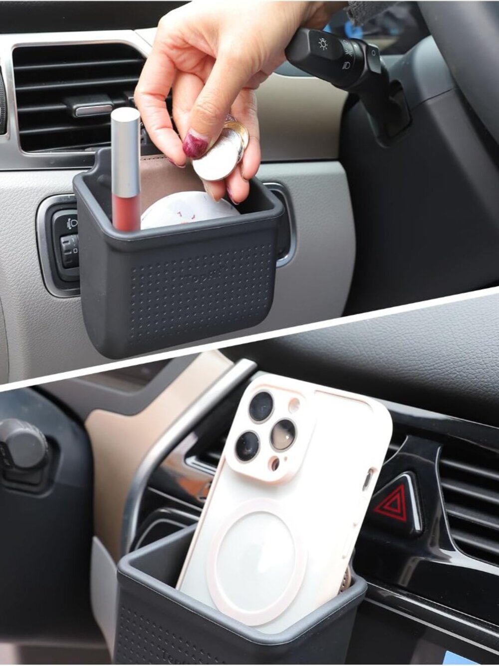 Car Air Vent Storage Bag Organizer Pocket Sunglass Holder Car Mount Phone Holder